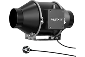‎AYGROCHY Aygrochy 100mm Regelbar Rohrventilator 363 m³/h, Drehstrom EC motor Rauchabzug Abluftventilator, Inline rohrlüfter für Belüftung und Abluftgebläse.