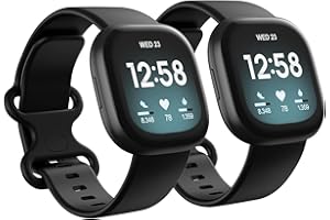 Newremote 2 Pack Waterproof Straps fit for Fitbit Versa 4 / Versa 3 / Sense 2 / Sense Straps, Classic Soft Sports Replacement Strap for Women Men