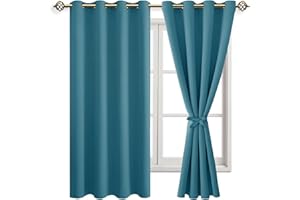 JIUZHEN Blickdicht Vorhänge Gardinen Ösenvorhang für Schlafzimmer Wohnzimmer,Türkis Verdunkelungsvorhang,2 Stück,175x140cm(HxB)