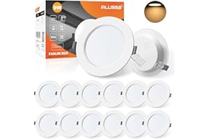 ‎ALUSSO ALUSSO 12er Set LED Einbaustrahler 230V Ultra Flach Deckenspots 9W Slim Einbauleuchten IP44 Deckenstrahler Warmweiß 3000K Einbauspots für Badezimmer Wohnzimmer Küche