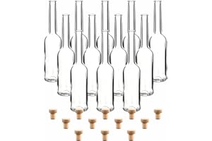 gouveo 12er Set Kleine Glasflaschen 100 ml Sinfonie mit Holzgriffkorken - Leere Flaschen zum selbst Abfüllen und Verschenken - Kleine 0,1 l Likörflasche, Schnapsflasche, Ölflasche