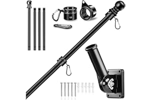 UOAESR 1.8m/6FT Flag Pole Kit, Adjustable Flag Poles for Garden, Wall-mounted flagpole with stainless steel mounting bracket, Flag Poles for Garden, Flags Pole Set for House Garden Yard Outdoor Fence