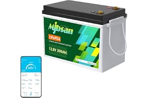 Mjbsan LiFePO4-bilbatteri, 12 V, 200 Ah, med inbyggt BMS på 200 A, litiumbatteri på 2 560 Wh, över 8 000 cykler, perfekt för