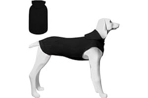 Kickred Dog Hoodies, Dog Coat with Hat & Pocket & Leash Hole, Soft and Breathable Dog Sweater for Large Dogs Winter Dog Clothes Without Sleeves (M,Black)