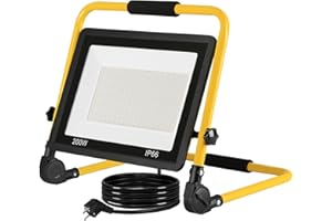 UISEBRT UISERBT Focos LED Exterior 200W Blanco Frío Foco de obra incl. Impermeable IP66 trabajo del reflector del LED cable de alimentación para el garaje, jardín, sitio de construcción