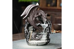 Milky Way Dragon Backflow Ceramic Incense Burner, Handmade Waterfall Holder With 20 Cones and 30 Sticks, Home Decor Aromatherapy Ornament
