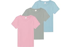 THE ESSENTIALS WARDROBE Ladies T-Shirt 3 Pack Multicoloured Womens T-Shirts Lightweight Soft Comfort Fit Tee Crew Neck Multipack Cotton T-Shirts Sizes S-4XL