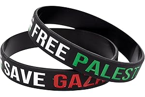 Kunoli 2 pulseras de silicona unisex con la bandera de Palestina de Gaza