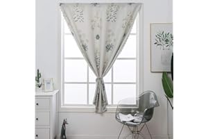 LIVEINU Cortinas opacas elegantes, cortinas con cierre de velcro, sin agujeros, para dormitorio, salón, 80 x 130 cm, flor beige