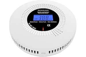 iMeistek Rilevatore di fumo e monossido di carbonio interconnessi senza fili per la casa, rilevatore di fumo e CO con display LCD, durata di 10 anni, batteria sostituibile, 1 pezzo