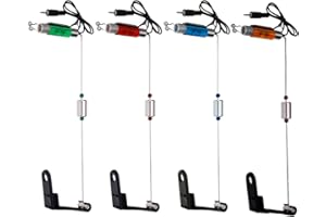 Lixada Cintre de pêche Swinger LED Swinger Pêche Swinger 4 Pcs Fer Pêche Bite Alarme Cintre Swinger LED Indicateur lumineux