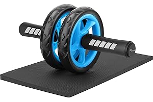 Ryaco Trainer Addominali AB Wheel, AB Roller, AB Ruota per Addominali, Attrezzo per Il Fitness con Doppie Rotelle e Base di appoggio per Le Ginocchia