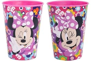 ILS I LOVE SHOPPING Set 2 Bicchieri per Bambini 260 ml in plastica Senza BPA Regalo per Ragazzi (Minnie Mouse Topolina)
