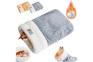 CADOAL Extra Large Cat Sleeping Bag, Flutty Warm Beds Cave Nest for Indoor Kitten, 360 ° Warp Plush Winter Pet Sleeping Pocket Bags Mat Pad For Cat & Small Dog Below 5KG/12 LB Hideaway, Portable and Washable