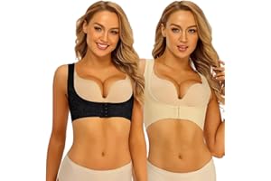 Moollyfox 2 pali di messa a forma del braccio superiore,braccio guaina dimagrante canotta Shaper manica alta corset,gilet di compressione correttore di postura supporto per post liposuzione