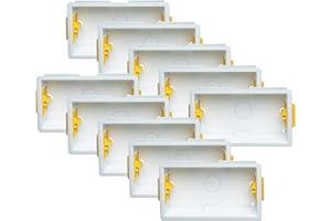 BRITE-R 10x Pack Double 2-Gang 35mm Dry-Lining Back Box Electrical Wall Knockout Recessed Flush Mount Deep Pattress Dry Lining Partition Walls Switches Sockets Fused Spur Euro Module Faceplates - Yellow