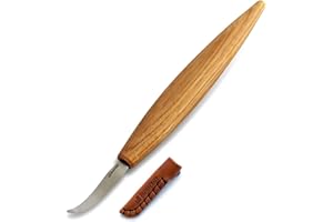 BeaverCraft SK4 - Cuchillo con gancho para tallar madera (mango largo de 6 cm, cuchillo de cuchara de 20 cm, herramientas de tallado de madera, cuenco Kuksa, herramienta de tallado para diestros)