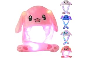 SUNHUITOY Animal Hat Plush Ears Moving Jumping Dress Up Cosplay Party Christmas Holiday Cute Ear Flap Cap for Kids Adults