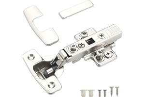 Furniware Bisagras de gabinete de 2 piezas con bisagra de cierre suave Ajuste 4D (profundidad, lateral, altura y velocidad de cierre) Bisagras superpuestas completas para gabinetes de cocina