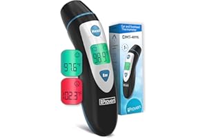 IPROVÈN iProven Digital Thermometer with Fever Indicator - Temporal and Ear Measurements, Accurate and Fast Reading, For Adults and Kids - DMT-489 Black