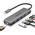 Lemorele USB C HDMI Hub 4K - 7 in 1, Aluminum Space USB C Hub Adapter with 3 USB 3.0, SD/TF, Macbook Air/Pro M1 Adapter, iPad