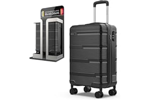 NUMADA - Maleta de Viaje Cabina 55x40x20cm (38,4L) Upfly T10 XS Apta para Ryanair con Cierre de Combinación y 4 Ruedas. Maleta de Mano Rígida Resistente, Ligera con Interior Compartimentado | Negro