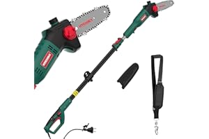 HYCHIKA BETTER TOOLS FOR BETTER LIFE HYCHIKA Tagliasiepi Telescopico 750W, Potatore Telescopico Elettrico, Elettrosega Telescopica, Manico Telescopico da 162 CM a 220 CM, Velocità Catena 11 m/s, per Potatura Alberi Piante Siepi