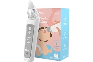 HEYVALUE Nasensauger Baby, Nasensauger Baby Elektrisch, Elektrischer Nasensauger Baby Staubsauger Wiederaufladbar Mit 3 Saugstärken Musik Funktion Und 3 Größen Silikon Tipps
