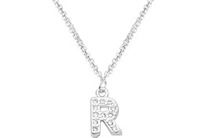 bifriend S925 Silver A-Z 26 Initial Crystal Pendant Chain Choker Necklace For Women Lady Girl