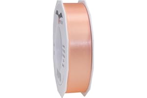 PRÄSENT C.E. Pattberg Satin Abricot (Orange), Rouleau de 25 m de Ruban Satinée pour Emballage Cadeau, Largeur 25 mm, Accessoire de Décoration et Bricolage, Ruban Décoratif pour Présents, en Toute Occasion
