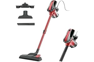 SINCHEREU Aspirapolvere con Filo, Scopa Elettrica con Filo, Aspirapolvere Senza Sacco, 600 W, 17 KPa Aspirazione Potente, Tubo Telescopico Regolabile, Portatile Leggero con Filtro HEPA per Pavimenti Duri