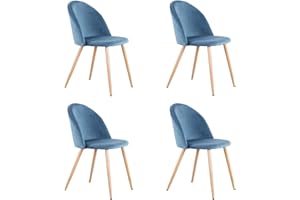 EGOONM Juego de 4 sillas de Comedor de Terciopelo ，Cojines de Terciopelo Suave Asiento,Sillas de Cocina para Comedor y Sala de Estar (Azul-4)