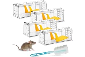 Sanfant Humane Mouse Traps & Mice Traps Washable Reusable Live Catch and Release Mice, Mouse, Field Mouse & Rodent Catchers for Indoors Outdoors, Pets and Children Friendly (4 Pack)