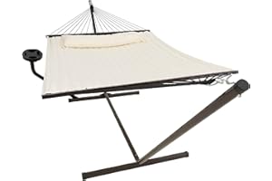 Vita5 Hamaca Jardin con Soporte y Mesita Auxiliar - Hamaca 2 Personas de Acero Duradero Carga 200 kg – Hamaca Doble Ajustable – Hamacas con Armazón para Interior y Exterior – Montaje facil