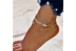 Edary Boho 3 couches bracelets de cheville en cristal d'or bracelet de cheville perle bracelet accessoires pied bijoux pour femmes et filles