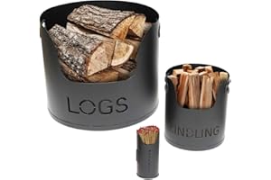 VALIANT FUN Valiant 3-Piece Fireside Metal Storage Set Black