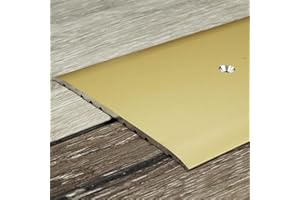PROVISTON barre de seuil | Aluminium anodisé | Couleur or | Largeur 80 mm | Hauteur 3,5 mm | Longueur 1000 mm | À visser côté latéral | Barre de jonction | barre de recouvrement | 1 pièce