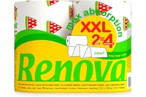 ASKON Küchenpapier 2-lagig - bedruckt - 2 Rollen - Küchenrolle - Papierrolle - Allzwecktücher - Renova Max Absorption XXL - entspricht 4 Standardrollen (Sommer)