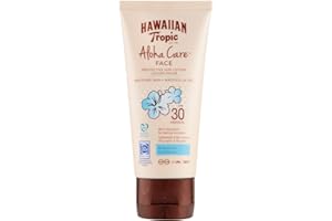HAWAIIAN Tropic Aloha Care - Solar Fotoprotectora para la Cara Spf 30 Sin Oxibenzona, Protección Facial Sin Obstrucción de Poros, Sin Grasa y Matificante, Crema, 90 Mililitros