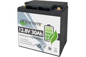 TCBWORTH 12V 30AH Lifepo4 batteria con BMS perfetto per il sistema solare RV elettrodomestici alimentazione di emergenza Trolling Motor Golf Cart supporto serie e parallelo