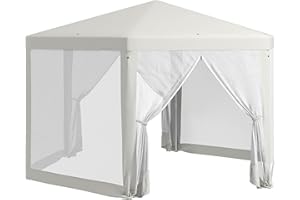 Outsunny Tonnelle Barnum Tente de réception hexagonale 10 m² Style Cosy métal Polyester imperméabilisé crème