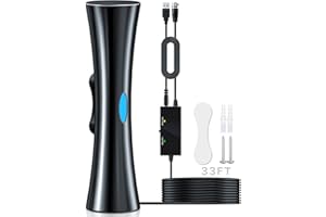 PEOGHMO Antenne TV Intérieur Puissante TNT HD,620+KM Antenne TNT IntéRieur Puissante avec Amplificateur de Signal à Gain Élevé, Réception Longue Portée à 360° pour TV 4K 1080P HDTV & VHF UHF-10M Câble Coax