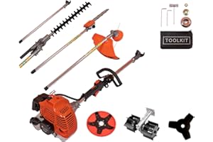 KNakasaki | Desbrozadora Profesional Multifunción 5 en 1, 63CC 3,0HP, Gasolina, Jardinería, Cultivador Rotativo, Cortasetos, Motosierras Podadora Altura, Poste de Extensión, Accesorios Incluidos