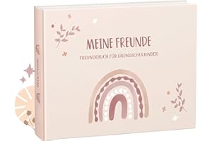 mintkind® „Meine Schulfreunde“ Freundebuch Schule Mädchen und Jungen Boho Design | Freundschaftsbuch Grundschule | Meine Freunde Buch Geschenk zur Einschulung | Schulfreundebuch zum Ausfüllen, Papier