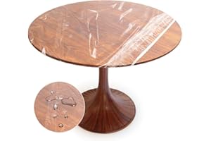 Yuragim Tovaglia rotonda con elastico, adatta per esterni, rotonda, con elastico, diametro di 44 cm (120 cm) con elastico, trasparente, resistente alle intemperie, elastica, lavabile, per 105-115 cm