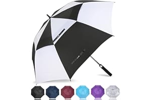 ZOMAKE Paraguas Golf Antiviento Automatico 62 Pulgadas,Extra Grande Paragua Resistente con Doble Toldo Venteado Impermeable A Prueba de Viento Palo Paraguas para Hombre Mujer(Negro/Blanco)