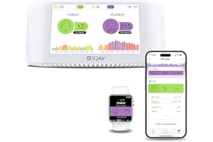 IQAir - Miernik jakości powietrza w pomieszczeniach [drobny pył PM2,5, miernik CO2 z sygnalizacją świetlną CO2, AQI, miernik temperatury, wilgotności], inteligentny miernik jakości powietrza [Wi-Fi]