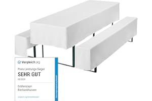 Gräfenstayn, modello: Valentin – Set di 3 teloni di copertura per panche o tavoli, larghezza: da 50 a 70 cm, Poliestere, bianco, 70 x 220 cm