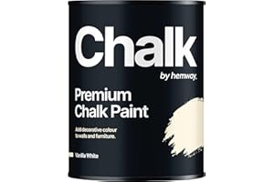 Hemway Bianco Vaniglia Chalk Paint 1L Matt Shabby Chic Mobili Per Interni, Pareti, Legno, Armadi, Porte, Tavoli, Sedie, Finitura Gessosa Liscia (40 Colori Neutri E 116 Colori Disponibili)