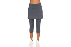 Balancora Damen Sportskort Laufskort Leggings mit Rock Tennisröcke Hockey Rock Engen Capris Gym 3/4 Yoga Pants Mit Taschen und Kopfhöreranschluss